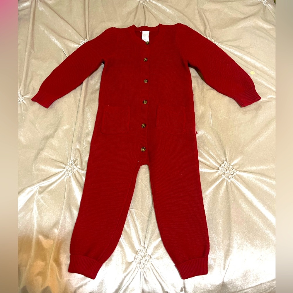 H&M 2T red jumpsuit new
